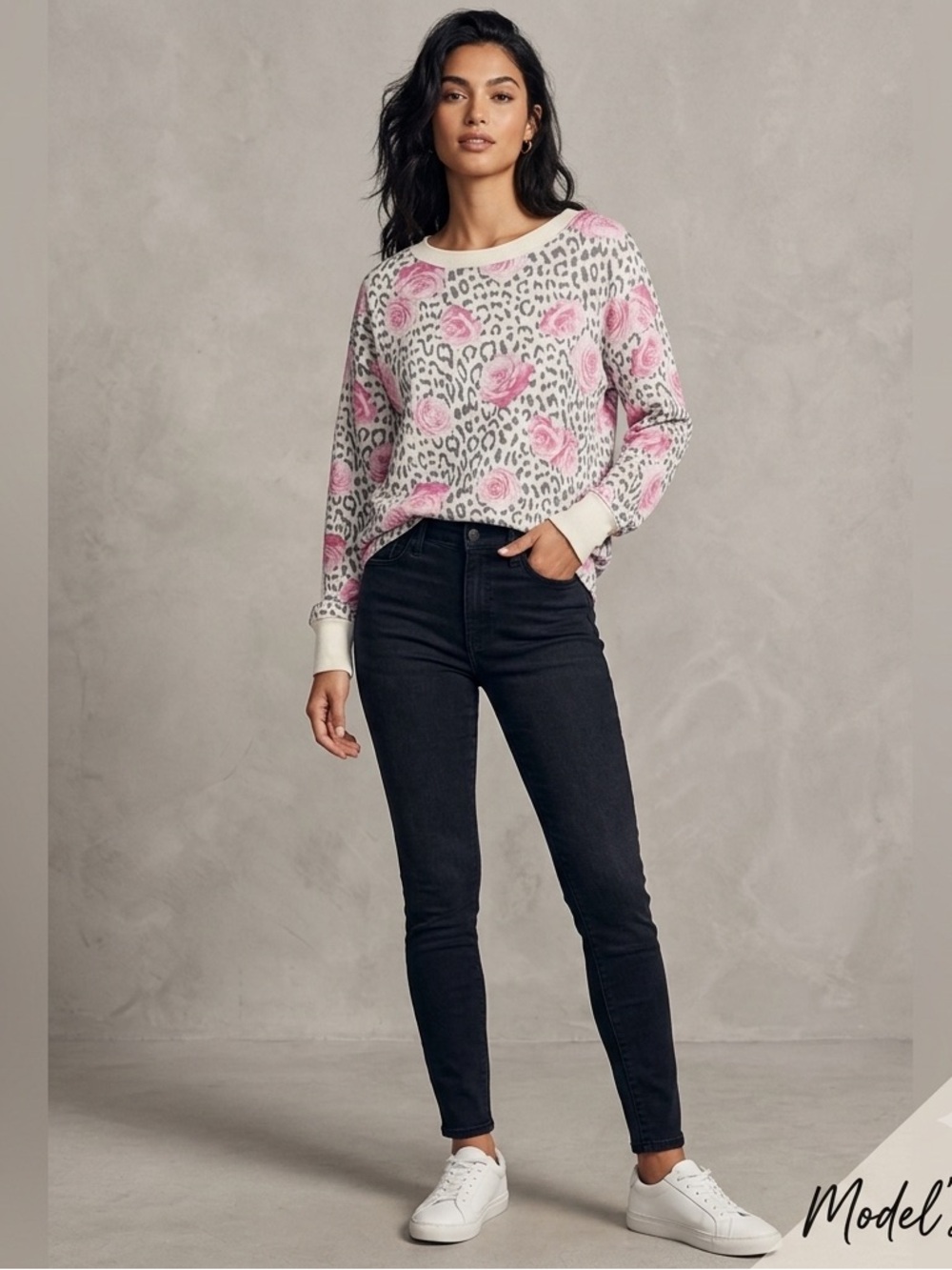 Betsey Johnson cheetah rose print sweater medium.